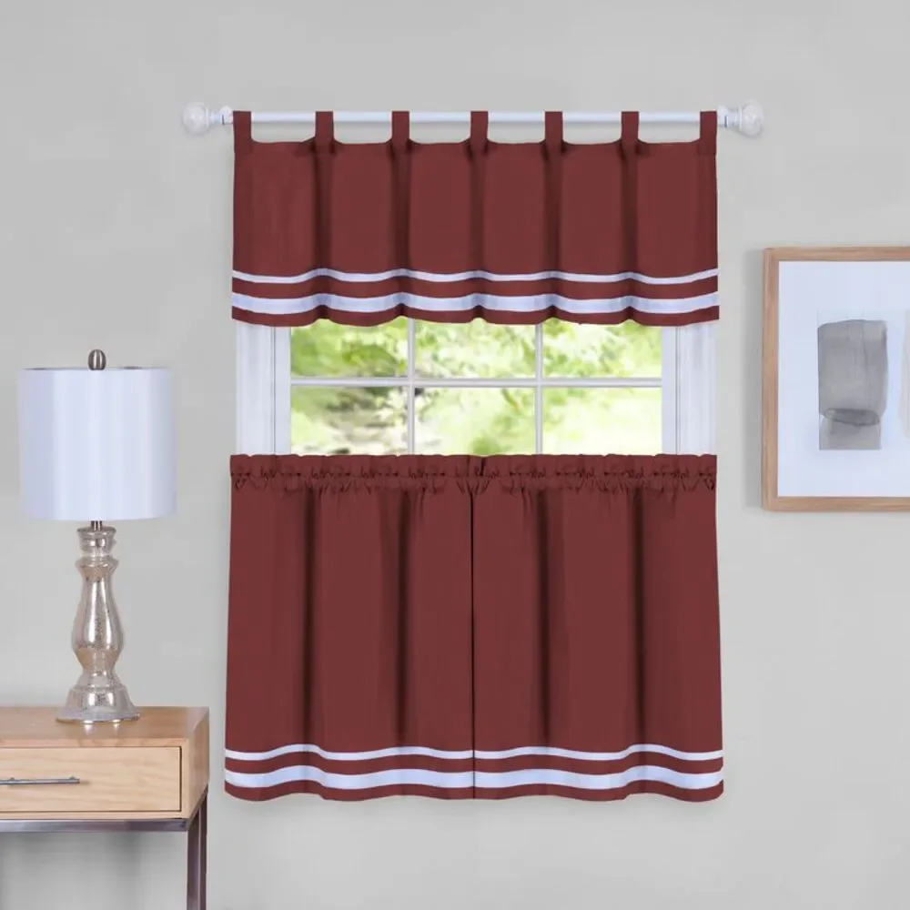 Achim Home Furnishing Dakota Window Kitchen Curtains 3-Piece Tier & Valance Set